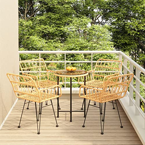HETFTJN 5-TLG. Garten-Essgruppe, Balkonstühle Tisch Balkon Balkon Sessel Garten Essgruppe Geeignet für Balkon Wenig Platz Außen Garten Poly Rattan