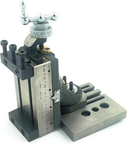 MachEl Design Patent Mini Vertical Milling Slide with Base Plate – for Direct Mounting on 7 x 14 Mini Lathe (Swivel Type - with Clamps)