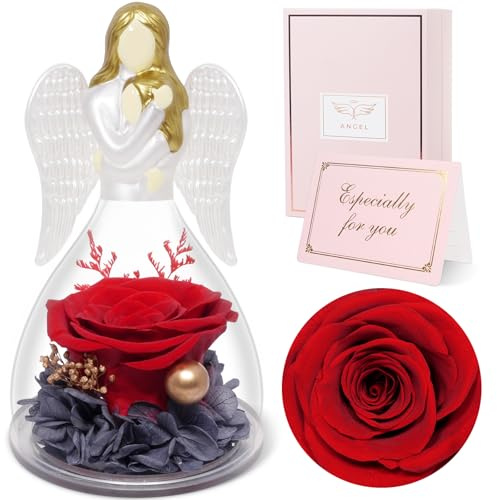 Sunia Ewige Rose Engel Geschenk für Mama - Muttertagsgeschenk mit Ewiger Blume Figur - Mutter Tochter Dekoration zum Geburtstag