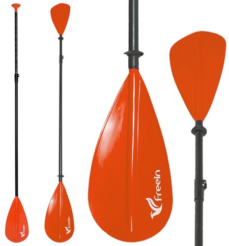 Freein Doppel-SUP-Paddel - Schwimmendes verstellbares 2-in-1 SUP/Kayak-Paddel - 4-teiliges verstellbares Aluminium-Paddel,Orange