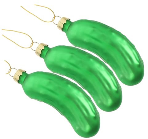 Cabilock 3st Gurke Anhänger Mini-Weihnachtsbaum Skurrile Weihnachten Seltsame Baumkronen Christbaumschmuck Zum Aufhängen Gurke Weihnachtsschmuck Gurkenschmuck Für Den Weihnachtsbaum Glas