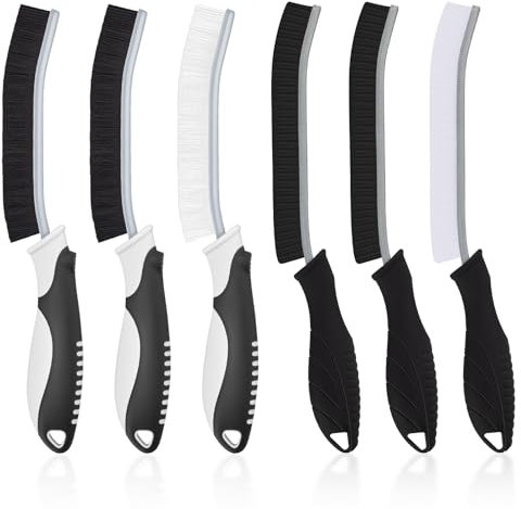 TQRR Reinigungsbürste-Hartborsten Eckenreinigungsbürste, Multifunktionale Fugenbürste Bad, Reinigungswerkzeuge Für Haushalt, Küche,Toilette, Fliesenböden, Fugenmörtel (6, Schwarz)