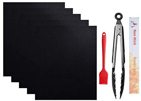 5 Stück Grillmatten, 40 x 50 cm, antihaftbeschichtet, wiederverwendbar, Grillmatte, Kochmatte, funktioniert auf Gas-, Holzkohle- und Pelletgrills für drinnen und draußen