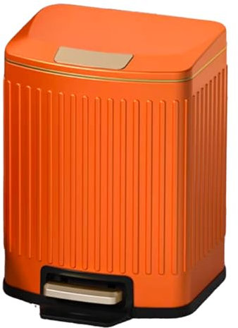 Poubelle De Cuisine, 7L, Poubelle À Pédale, Ovale, en Métal avec Couvercle À Fermeture Douce, Anti-Traces De Doigts, Seau Intérieur Amovible(Orange,7L 23.5 * 18.5 * 26cm)
