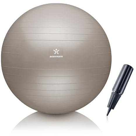 BODYMATE Gymnastikball Sitzball Trainingsball mit GRATIS E-Book inkl. Luft-Pumpe, Ball für Fitness, Yoga, Gymnastik, Core Training, für starken Rücken als Büro-Stuhl Cotton Bloom 85cm