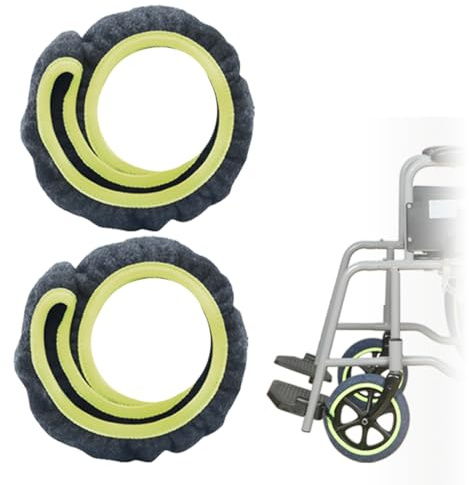 Ehucon WheelCover Für Transportsrollstuhl-Räder, Rollstuhl-Zubehör Reifenabdeckungen Zum Schutz Von Böden Und Teppichen, 1 Paar (Blau, 8 Zoll)