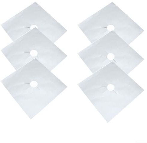 Set di 4 protezioni per fornelli a gas, non riutilizzabili, per mantenere la pulizia durante la cottura (6 pezzi, argento)