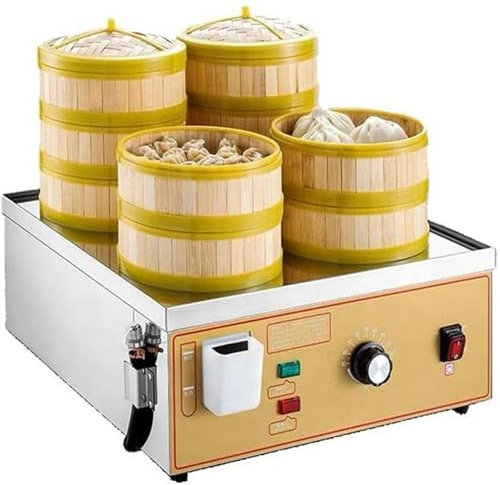 Vaporiera elettrica commerciale per cottura a vapore, design a quattro fori, scaldino elettrico per alimenti caldi con intervallo di temperatura 30-110 ℃ e allarme di ebollizione a secco per buffet