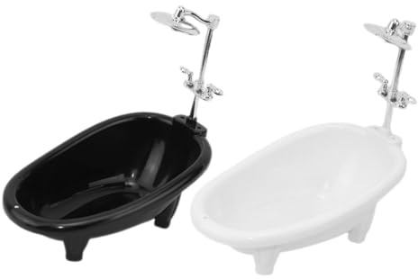 Gogogmee 2 Stück Teiliges Miniatur Puppenhaus Badezimmer Set Realistische Badewanne aus Robustem Material Puppen Badewanne für Interaktives Dekoratives Zubehör für Puppenhaus Badezimmer