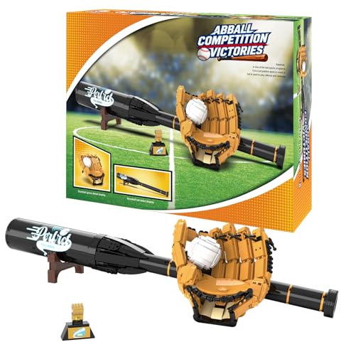 Sosuy Set de Construcción de Bloques Béisbol, 968 Piezas con Bate, Guante, Pelota, Trofeo y Soporte, Juguete Educativo para Niños Adolescentes, Regalo para Fans del Deporte para Construir y Exhibir
