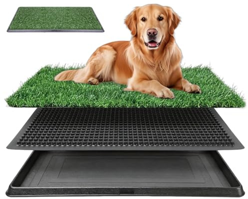Inodoro de césped artificial para perros, 16 x 20 pulgadas, reutilizable, con bandeja, tapete de entrenamiento para perros pequeños, uso en interiores y exteriores