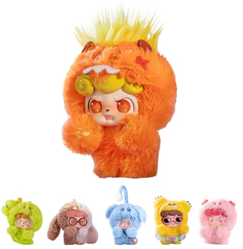 POP JOY Plush Blindbox Q Kid Emotional Hairy Monster Plush Mysterious Figure Collectible Toy Figure Mystery Keychain & Bag Pendant with Cute Kawaii Face Design Blind Box 3+ Single Box