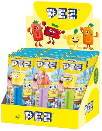 PEZ - PEZ Boîte Présentoir de 12 Blisters (1 distributeur + 1 recharge de bonbons) Bob l'Eponge