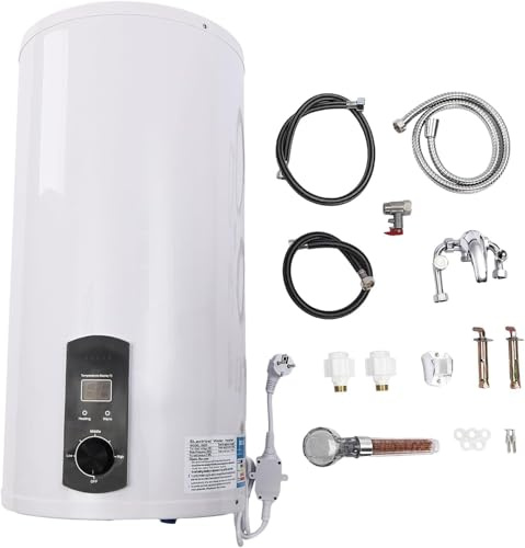 120L Electric Water Heater 2000W 220V Storage Hot Water Boiler Wall Mounted with LED Display and Shower Head for Fast White Instant Heating in Bathroom Kitchen Salon Caravan Car SUV Truck