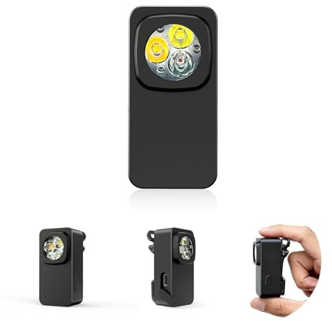 Aqash Clip on Torch Rechargeable 600 Lumens EDC Small Torch Magnetic Pocket Flashlight Waterproof Clip on LED Torch Light for Working, Running, Car Repair & Emergency - Black