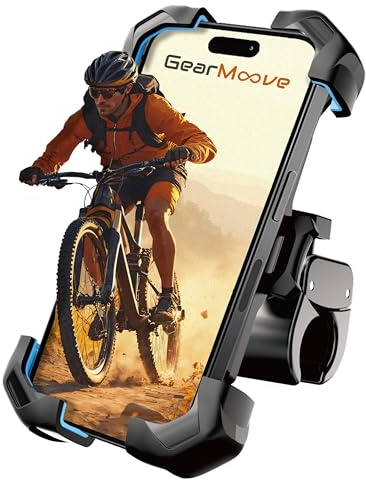 GearMoove Premium Handyhalterung Fahrrad & Motorrad – 360° drehbar, vibrationsgedämpft, Lenker 22–32mm – Universal für iPhone 17/16/15/14 Pro Max & Samsung S24, 4,7–7 Zoll