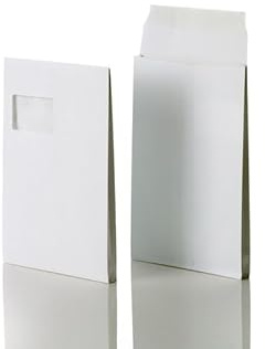 POSTHORN Sobres plegables C4 con ventana (100 unidades), sobres autoadhesivos A4 con base de bloque, sobres de envío C4 de papel kraft blanco, 324 x 229 x 40 mm, 150 g/m²