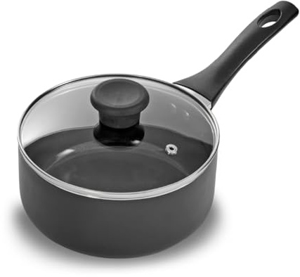 Blackmoor 18cm Saucepan with Tempered Glass Lid/Ceramic Non-Stick, PFAS-Free, All Hob Types Including Induction/Essentials Range