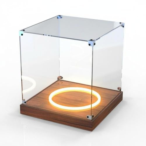 KiBcsLic Espositore per Palloni da Collezione Alta Trasparenza, Scatola Espositiva per Pallacanestro Multiuso, Teca in Acrilico con Luce per Area Ricreativa, 30 x 30 x 30 Cm