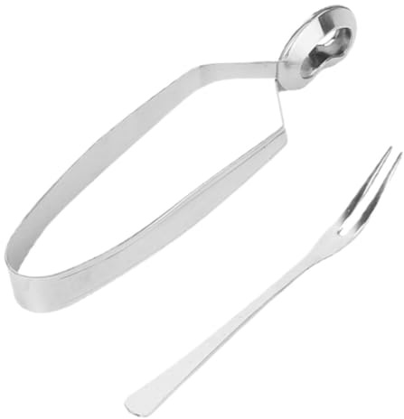 SHERCHPRY Juego de Pinzas para Servir Alimentos en Acero Inoxidable, Multiusos y Resistentes al Óxido, Ideales para Cenar Tenedor para Caracoles y Mariscos