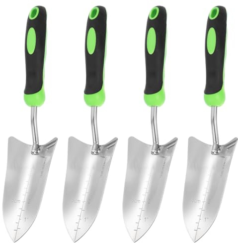 QUARKZMAN Pezze Pala Giardino A Mano X In Acciaio Inox Con Marchi Di Profondità Pala Da Trapianto Con Manico Attrezzi Da Giardino Per Giardinaggio Diserbo Trapianto.
