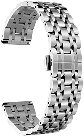 BINLUN Premium-Uhrenarmbänder aus Edelstahl, solide, Ersatz-Uhrenarmbänder für Damen und Herren, 6 Farben (Gold, Silber, Schwarz, Roségold, Goldton, Roségold), 13 Größen (12 mm – 24 mm)