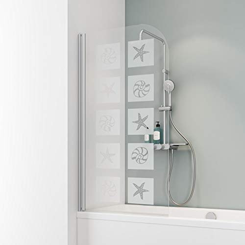 Schulte D1650 Duschwand Komfort, 80 x 140 cm, 5 mm Sicherheitsglas Muschel, alu natur, Duschabtrennung für Badewanne