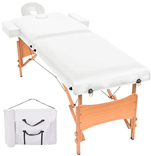 vidaXL Massageliege 2-Zonen Klappbar 10 cm Sitz Weiß