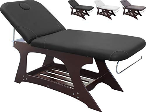 Polironeshop Virtus – Massageliege aus Holz, Ergonomische Behandlungsliege für Schönheitssalons und Wellnessbereiche, Stabil und Komfortabel (Schwarz)