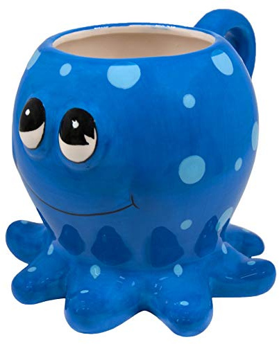 Deluxebase Crockery Critters Octopus Mug from Hand-Painted Animal Shaped Cup for Tea or Coffee. Fun Novelty Gift for Adults or Kids, Ceramic Home Ware & Cute Kitchen Accessories.