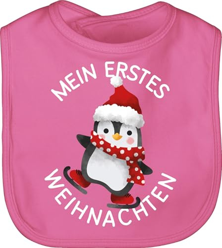 Shirtracer - Baby Lätzchen - Geschenke Christmas - Mein erstes Weihnachten mit Pinguin - weiß
