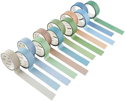 YUBX Flaco Washi Tape Set 12 Rolle Dekoratives Klebeband Washi Glitter Klebeband 15 mm breit (grün groß)