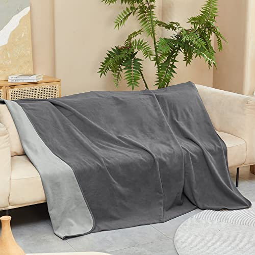 Pawsee Waterproof Dog Blanket, Pet Blanket Waterproof Blanket Sofa Puppy Cat Fleece Throw Bed Car Seat Furniture Protector Cover Large 203 x 152 cm Grey