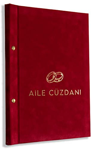 A4 Stammbuch Aile Cüzdani Rosla Rot Samt Familienstammbuch incl. Prospekthüllen