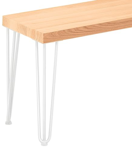 LAMO Manufaktur Panca per sala da pranzo 30x140x47 cm (Lar x Lun x Alt), gambe per mobili Creative Bianco/Seduta naturale, LSB-01-A-002-140-9016Cr