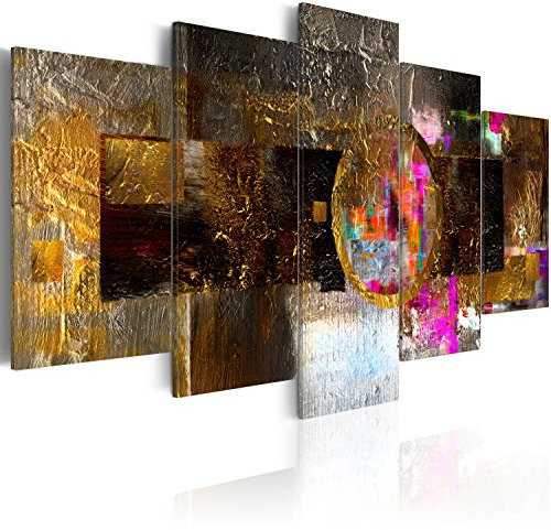 Cuadros B&D XXL - Cuadro Acústico Abstracto 200x100 cm espuma acústica absorbe el sonido aislamiento lienzo de 5 piezas Impresión Artística Decoración de Pared Imagen Gráfica a-A-0228-b-m