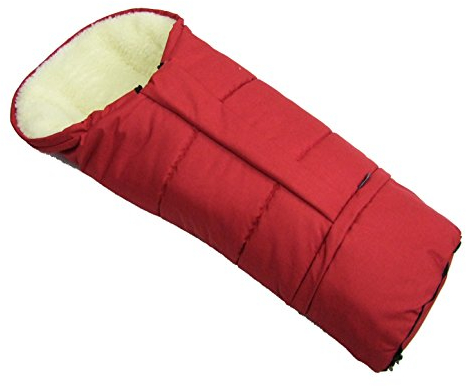 BAMBINIWELT Winterfußsack MUMIE MELIERT – universaler Fußsack aus Lammwolle für Kinderwagen, Buggy & Schlitten – Wasser- & windabweisend, größenverstellbar (90-110 cm) (rot)
