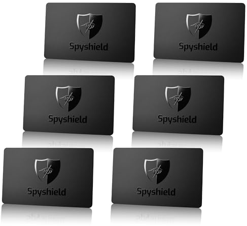 Spyshield RFID Blocker Karte NFC Schutzkarte mit Störsender | Bank-, EC-, Kreditkarte, Reisepass schützen | RFID-Schutz für Cliphalter, Geldbörse (6er Set)
