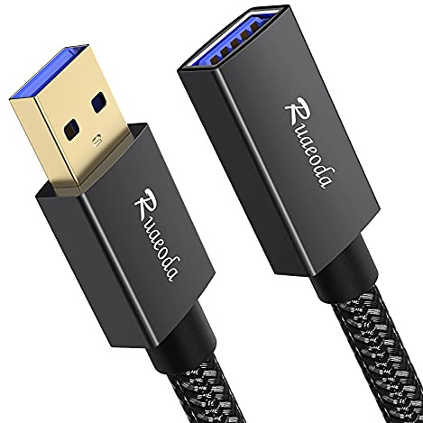 Ruaeoda USB 3.0 Extension Cable 12 ft, USB 3.0 Type A Male to Female Long USB Extension Cable SuperSpeed 22 AWG Braid USB to USB Cable