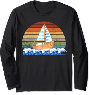 Sea Captain Segelboot Lustiges Schlauchboot Segeln Sonnenuntergang Damen Langarmshirt