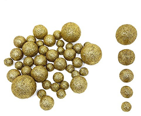 Oblique Unique® Styropor Kugeln Gold Streudeko Glitzer Kugel als Tischdeko für Weihnachten Weihnachtsdeko zum Basteln mit Kindern DIY