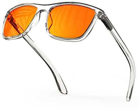 Bloomoak-99% Blaulicht-blockierende Brille-Gaming-Brille-blendfrei-Anti-Ermüdung-geeignet für Bildschirme, Fernseher (Orange–99%–Rechteckig Transparent, Orange - Night)
