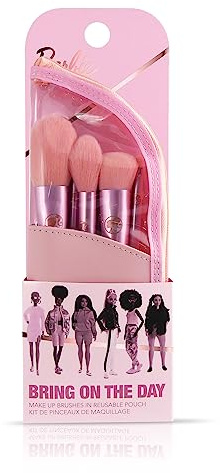 Barbie Make-up-Pinsel-Set - 5 Pinsel - Synthetisch - Pink - Reisehalter mit Tasche