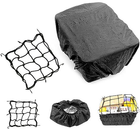 LongZYU Regenschutz Fahrradkorb Wasserdicht Fahrradkorb Abdeckung Fahrrad Korbabdeckung mit Fahrrad Gepäcknetz Fahrradzubehör Einheitsgröße für Alle Körbe bis Größe 40x20x40cm