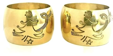 Servilleteros de Mesa Individuales Dorados con Árbol de Navidad - Set de 6 Servilleteros Elegantes de Metal para su Mesa Navideña - Conjunto Navideño de 6 Piezas Resistentes - Árbol (6)