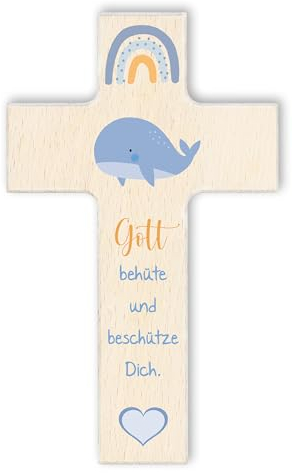 Fritz Cox Kinderkreuz WAL | christliches Geschenk für Kinder | Gotte behüte und beschütze blau 20cm