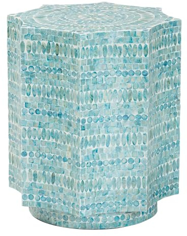 Baxton Studio Olesia Modern Bohemian Mosaic Teal Mother of Pearl End Table