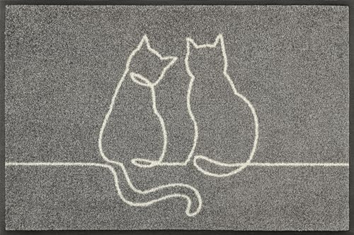 wash+Dry Fußmatte, Lovetails 50x75cm, innen und außen, waschbar, grau