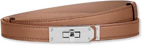 HEVIBK Ledergürtel Damen Gürtel Taillengürtel Damengürtel Leder Jeansgürtel Echtleder 20mm Breit schmaler Gürtel（Karamell/Silber）