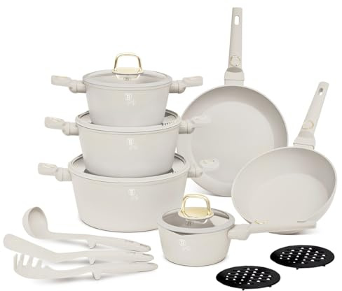 BERLINGER HAUS Kochgeschirr-Set mit Titanbeschichtung 15-teilig Sahara Collection | Vielseitig und Umweltfreundlich